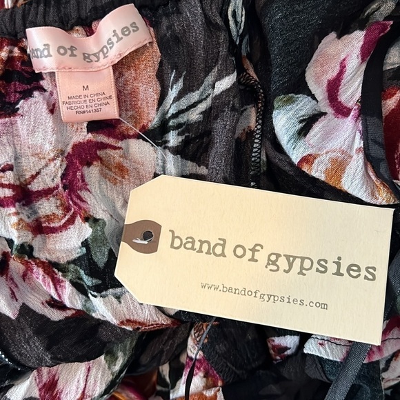 Band of Gypsies (B.O.G.) Dark Multicolored V-Neck Floral Midi Dress Size Medium - Picture 10 of 11